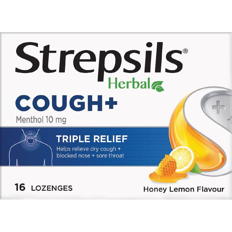 Strepsils Herbal Cough Honey Lemon Lozenges 16 Pack
