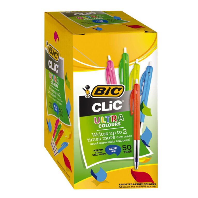 Bic Pen Clic Medium 50 Pack Blue