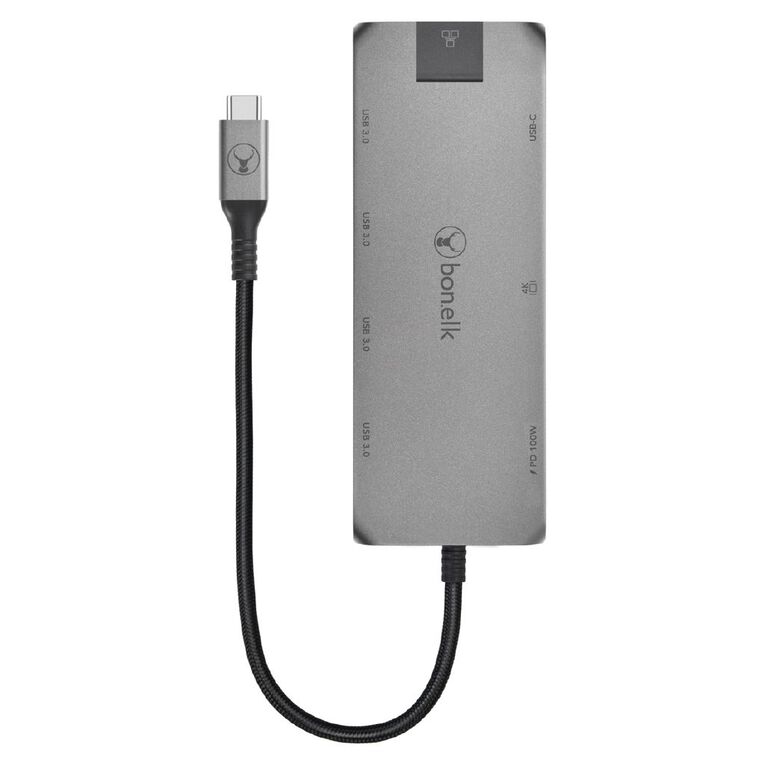 Bonelk Long Life USB C to 8 in 1 Multiport Hub Space Grey Grey