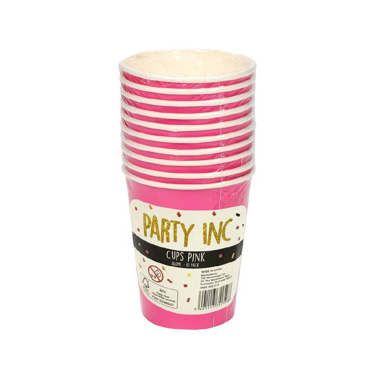 Party Inc Cups 260ml Pink 10 Pack