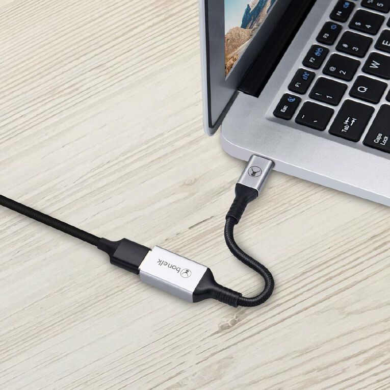 Bonelk Long-Life USB-C to USB-A Adapter Space Grey 15 cm Grey