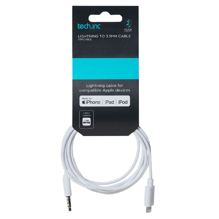 Tech.Inc Lightning to 3.5mm AUX Cable 1.5m White