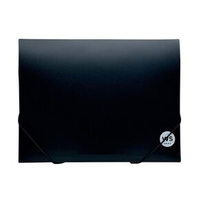 WS Document Wallet PP Elastic Closure Black A4