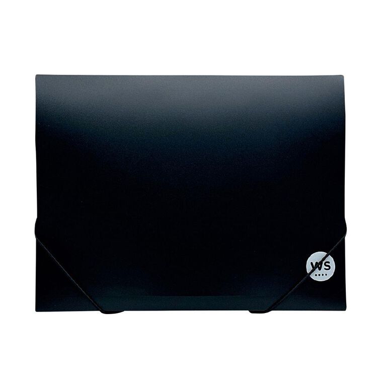 WS Document Wallet PP Elastic Closure Black A4