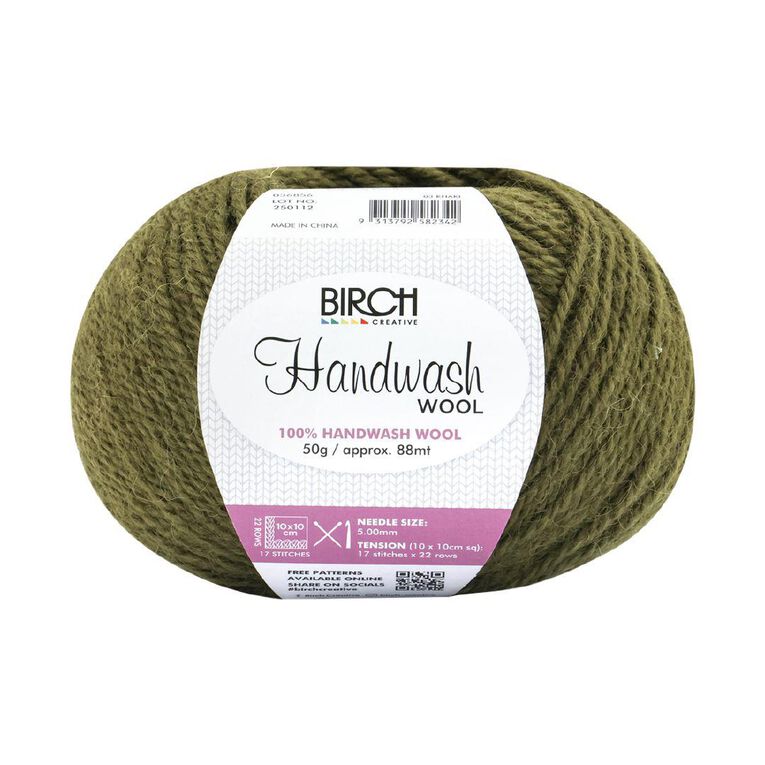 Birch 100% Handwash Wool 50G Khaki