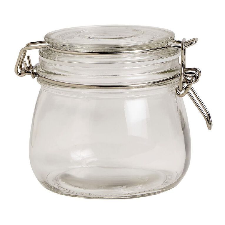 Living & Co Round Glass Clip Top Jar Clear 450ml