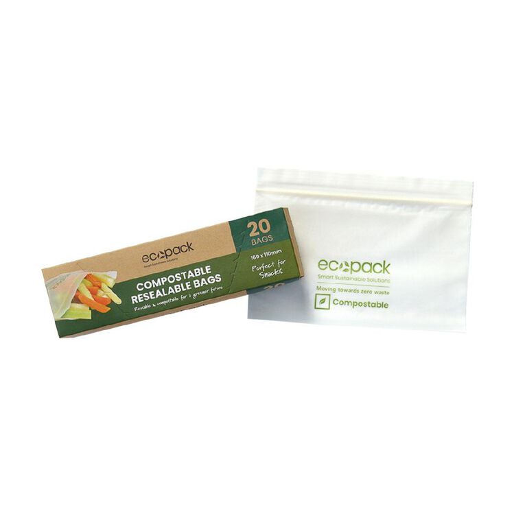 Ecopack Compostable Resealable Snack Bags 20 pack