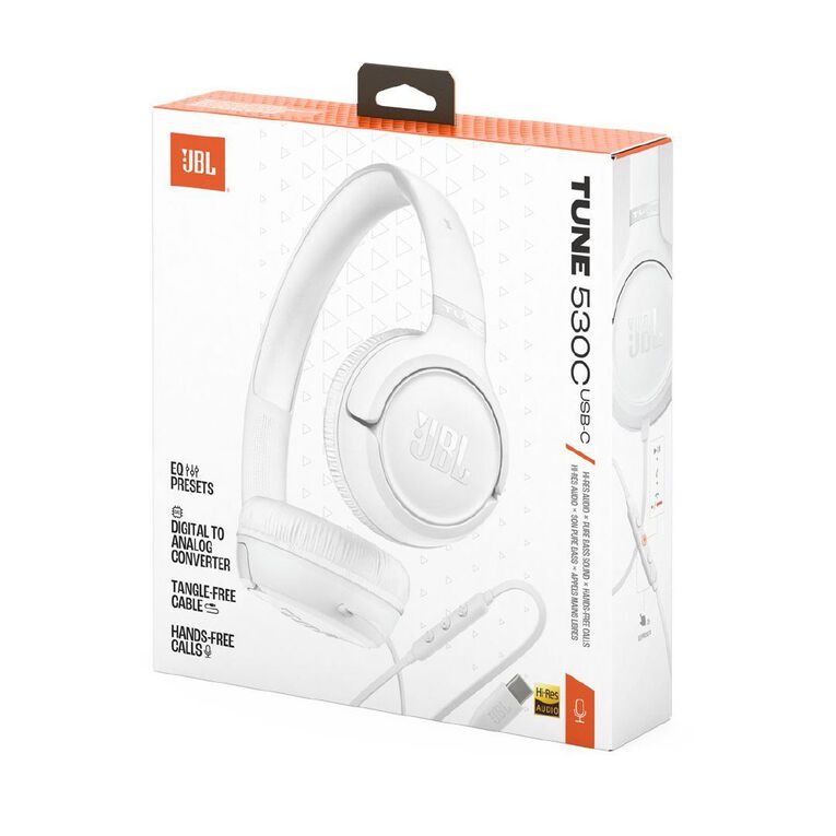 JBL JBL Tune 530 Wired USB-C On-Ear Headphones - White