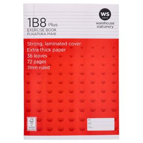 WS Exercise Book 1B8 Plus 7mm Ruled 36 Leaf Red