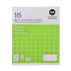 WS Exercise Book 1I5 9mm Ruled 40 Leaf Green
