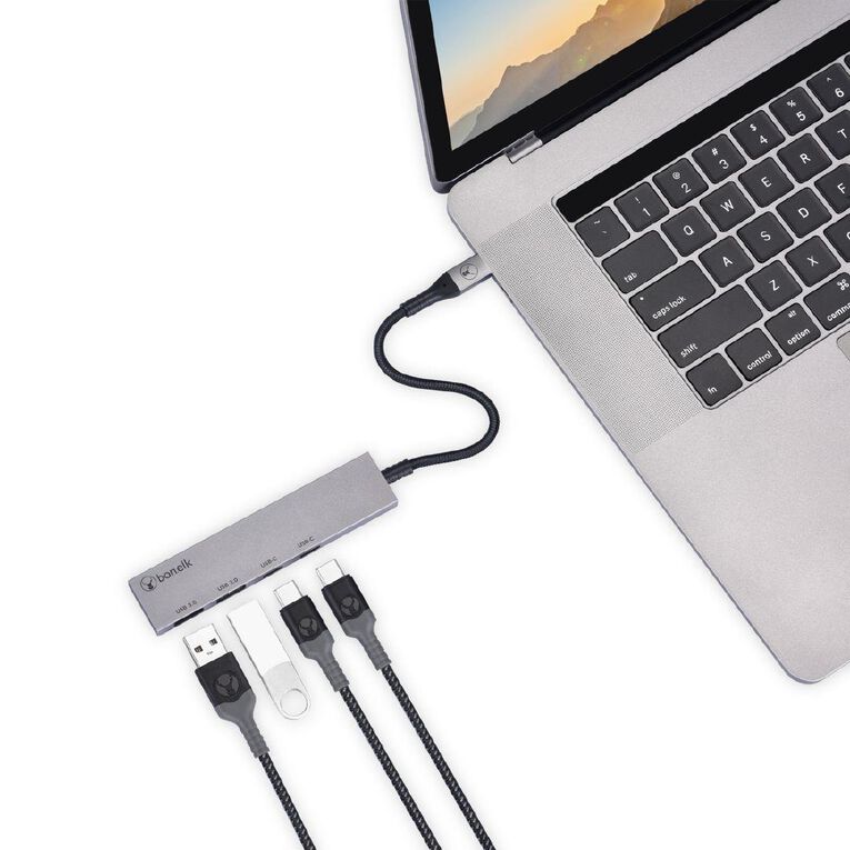 Bonelk Long Life USB C 4 in 1 Multiport Slim Hub Space Grey Grey