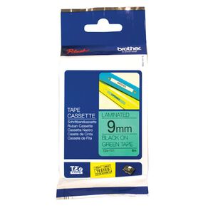 Brother TZE721 Laminated Tape Black On Green 9mm x 8m