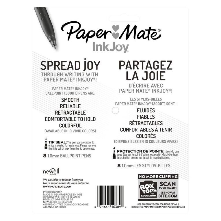 Paper Mate InkJoy Ballpoint Pen 8 Pack Assorted
