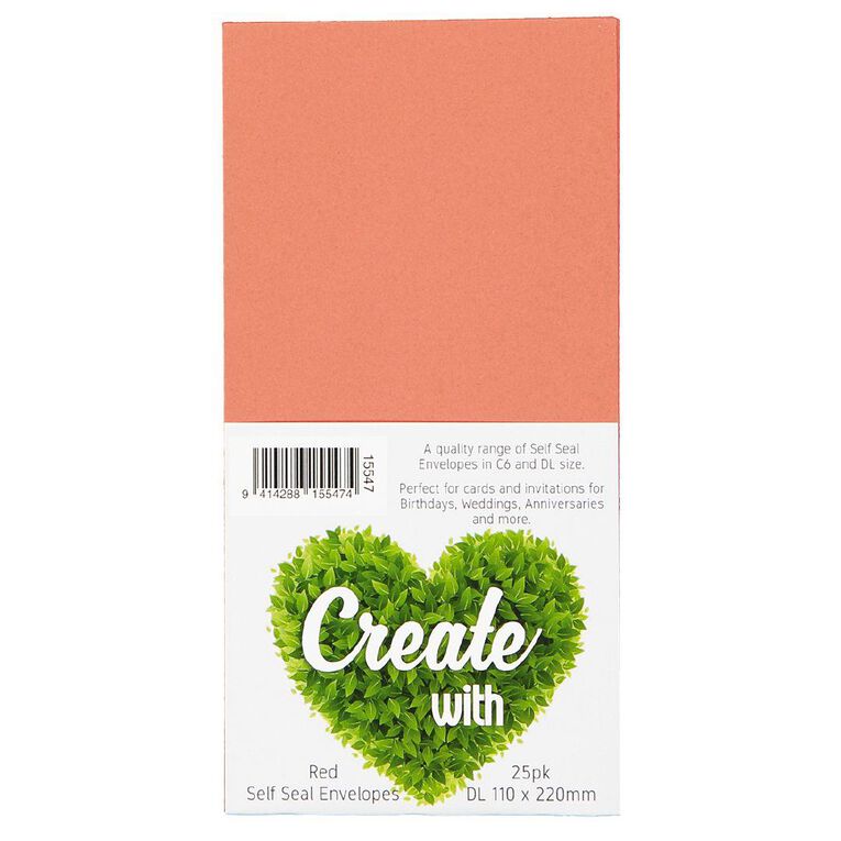 Create With DL Envelope Red 25 Pack