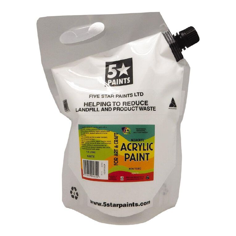 Fivestar Acrylic Paint White 1.5 litre Pouch