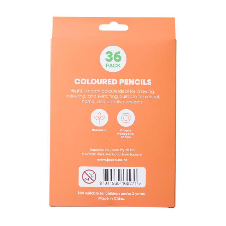 Jasart Coloured Pencils Multi-Coloured 36 Pack