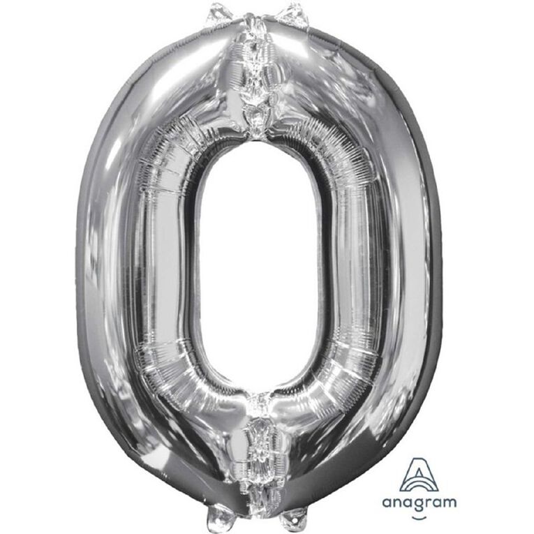 Anagram Mid-Size Shape Silver Number 0 Balloon
