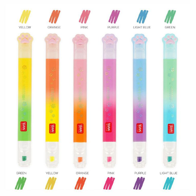 Legami Set of 6 Dual Tip Pastel Highlighters Meow