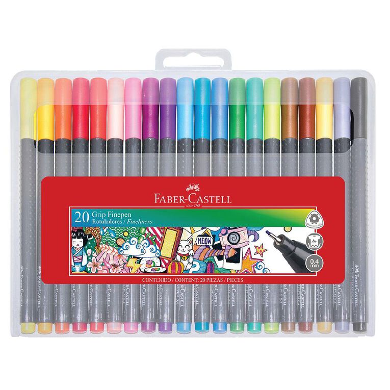 Faber-Castell Grip Fine Pen 0.4mm - Hard Case of 20