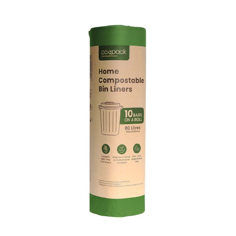 Ecopack Compostable Bin liners 80 Litres 10 pack