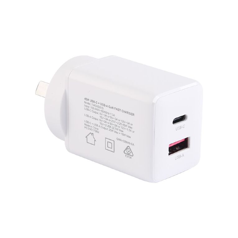 Tech.Inc 45W USB-C + USB-A GaN Fast Charger