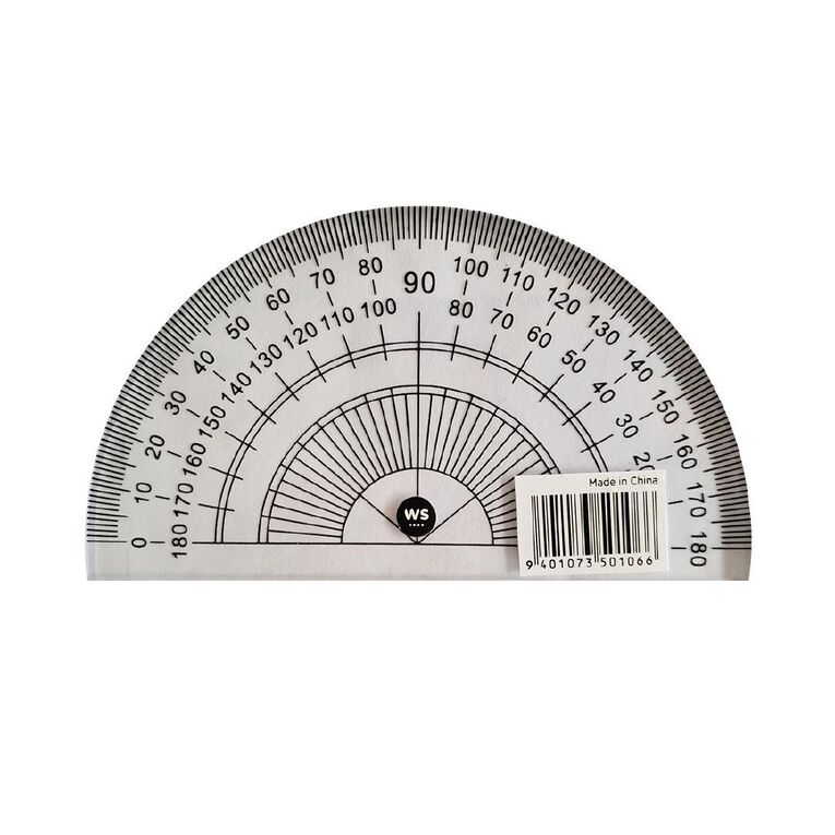 WS Plastic Protractor 180 degrees 10cm