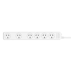 Jackson 6 Way Protected Power Board With Spaced Outlets