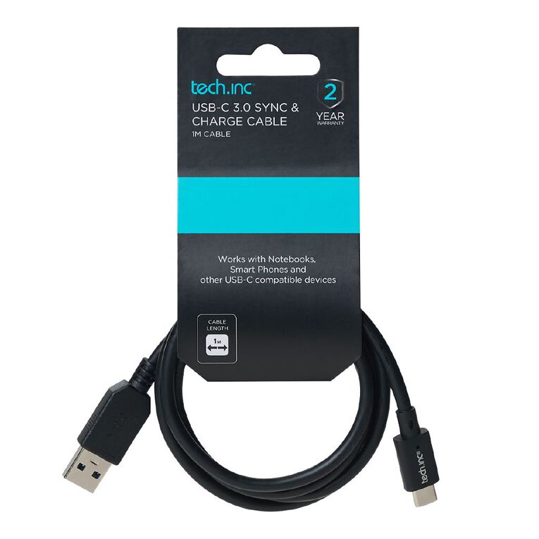 Tech.Inc 3.0 USB-A To USB-C Cable 1m Black