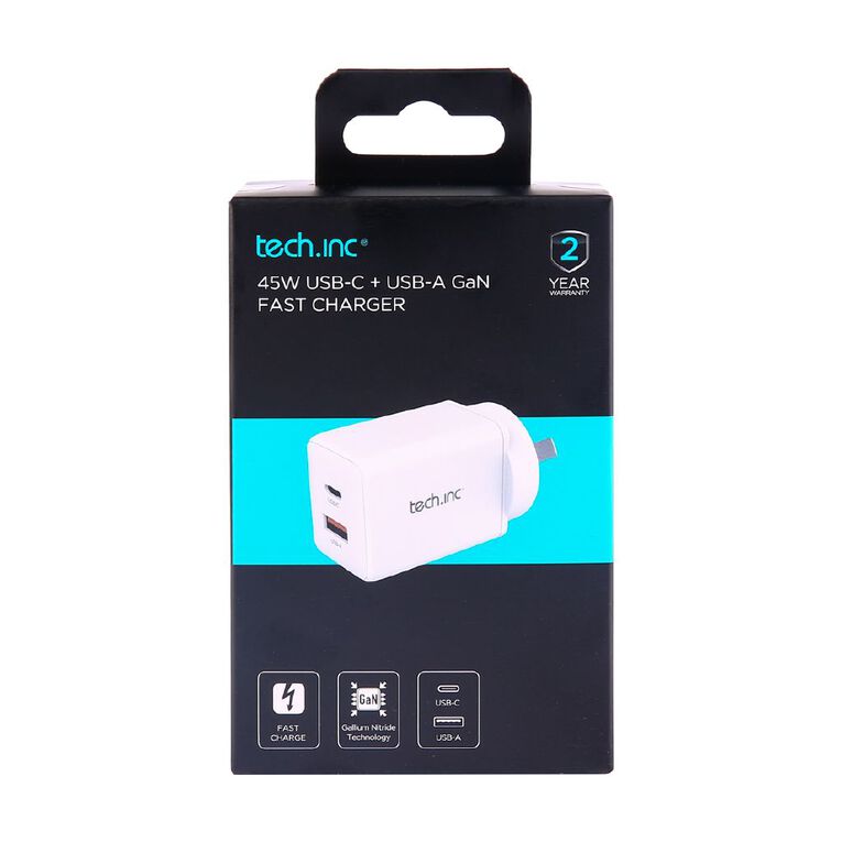 Tech.Inc 45W USB-C + USB-A GaN Fast Charger