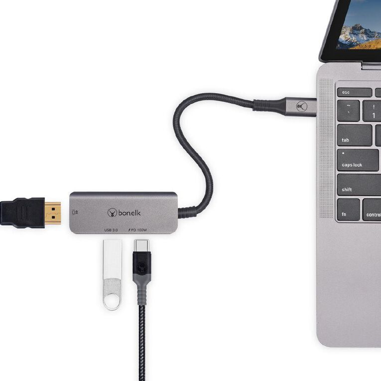 Bonelk Long Life 3in1 Multiport Hub Space Grey Black