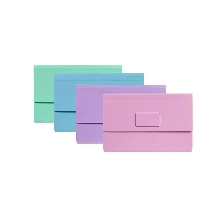 Marbig Slimpick Foolscap Document Wallet Pastels 10 Pack