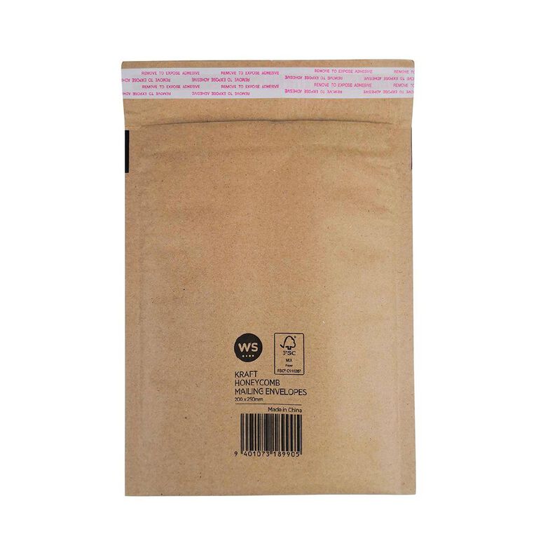 WS Kraft Honeycomb Mailing Envelopes 8in x 10in 70gsm