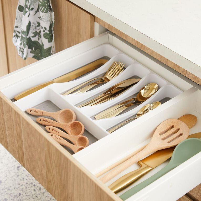 Living & Co Non-Slip Cutlery Tray White