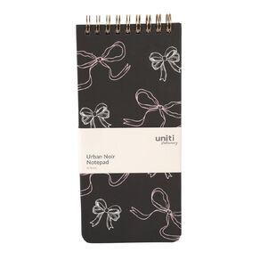 Uniti Stationery Urban Noir Bow Hard Cover Spiral Notepad