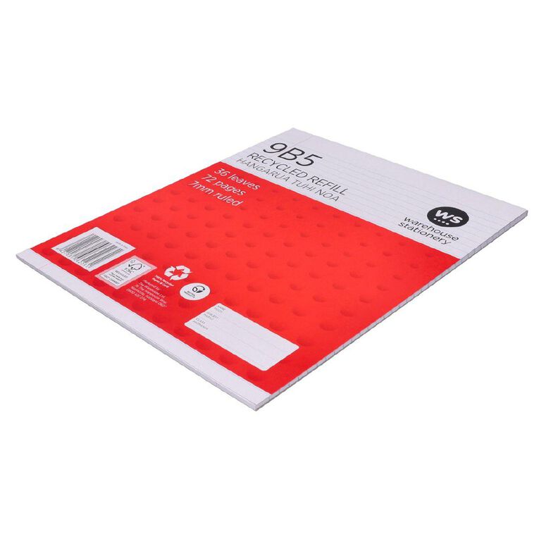 WS Pad Refill 9B5 7mm Ruled 36 Leaf Red
