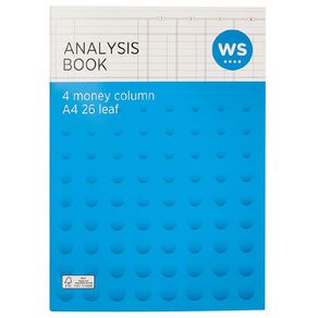 WS Analysis Book Limp 4 Column Green Mid A4