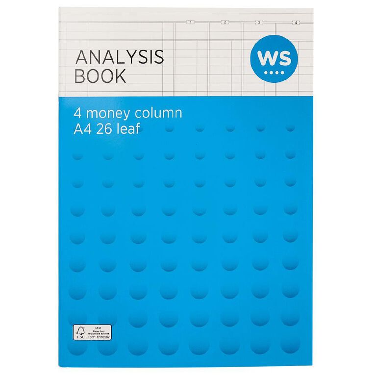 WS Analysis Book Limp 4 Column Green Mid A4