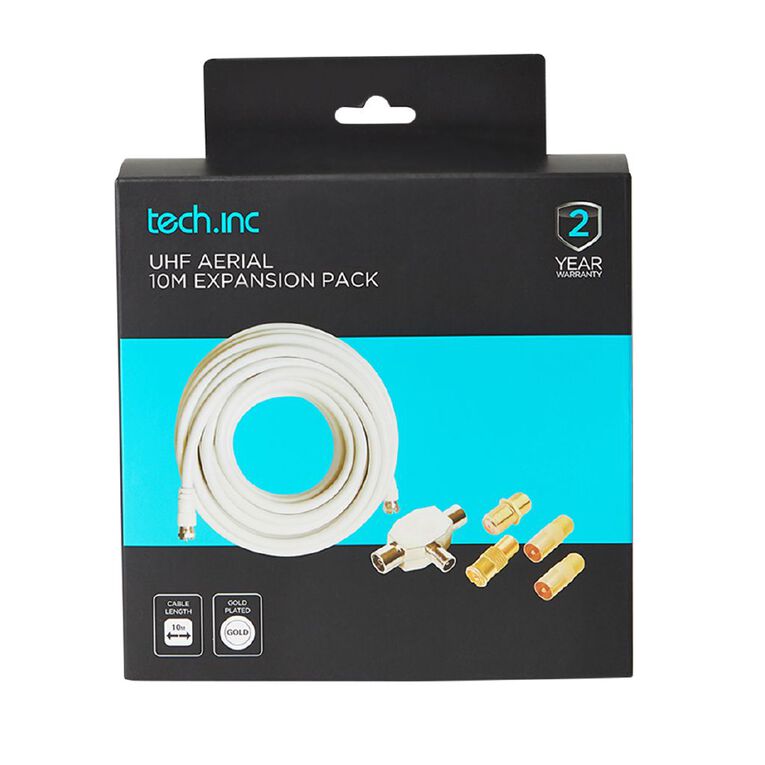 Tech.Inc TV Aerial Expansion Pack with 2-Way Splitter Adapters Cable 10m