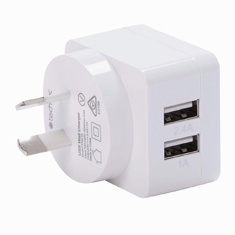 Tech.Inc Dual USB 3.4A Wall Charger 1A + 2.4A