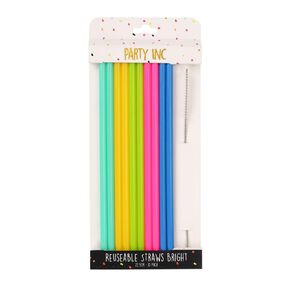 Party Inc Reuseable Straw Bright 10 Pack