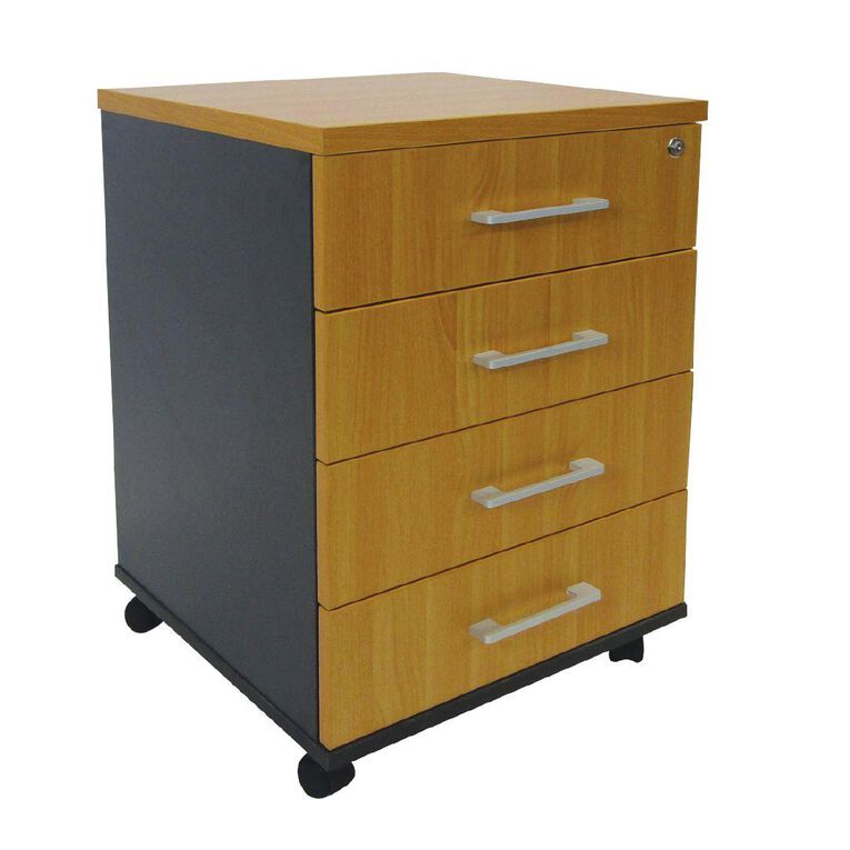 Zealand Delta Mobile 4 Draw Unit Locking Beech/Charcoal