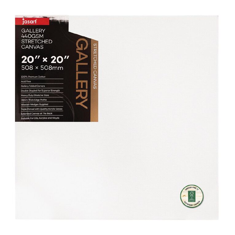 Jasart Gallery 1.5 inch Thick Edge Canvas 20in x 20in White