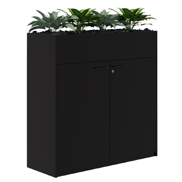 Rapid H Door STO Planter with Plants 1200 x 1200 Lockable Black