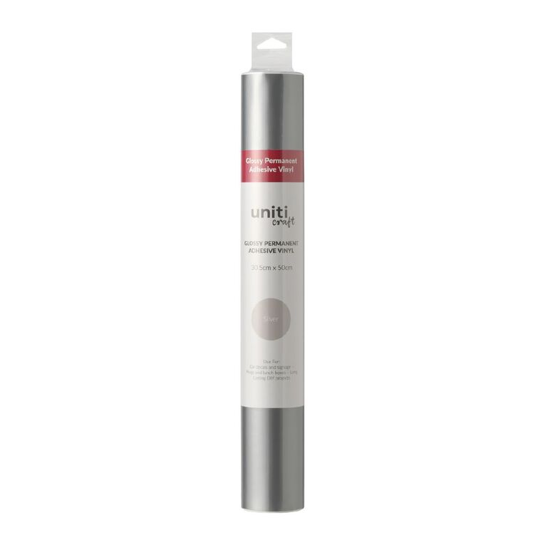 Uniti Craft Glossy Permanent Vinyl Silver 30.5cm x 50cm