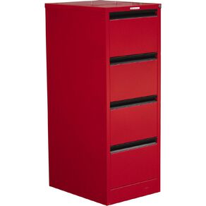 Precision Classic Filing Cabinet 4 Drawer Flame Red Mid