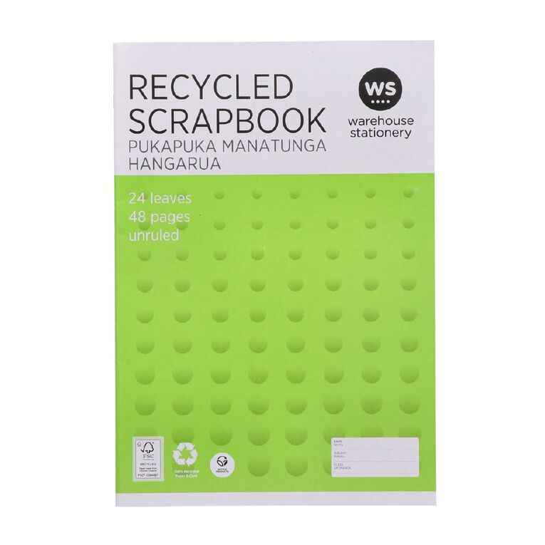 WS Scrapbook 320mm x 220mm Unruled 24 Leaf Green
