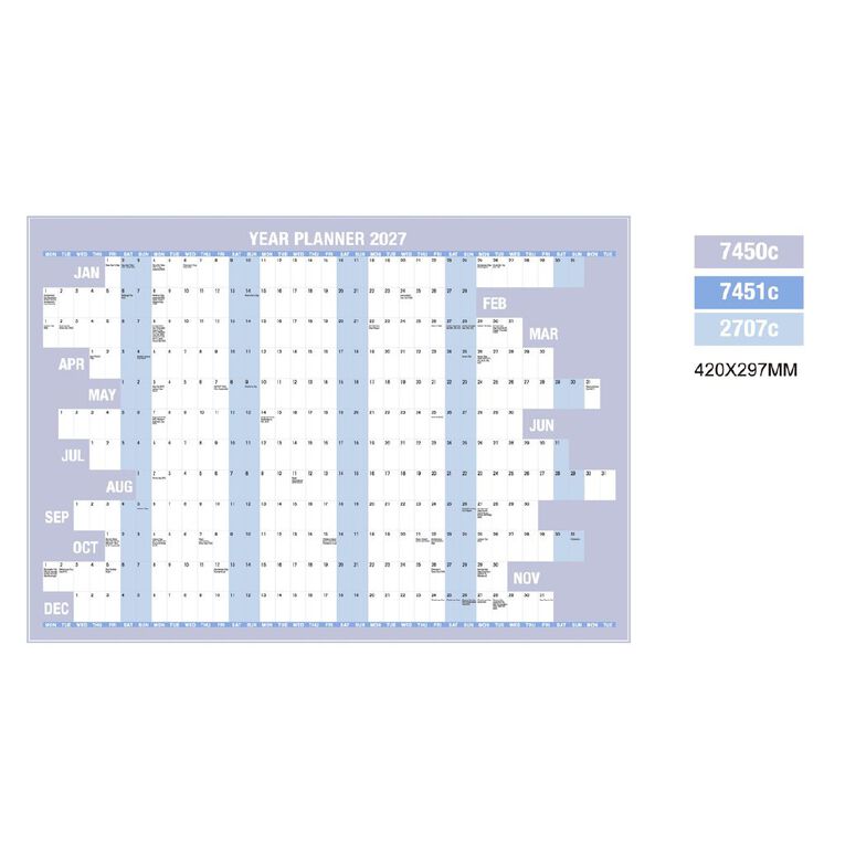 WS 2027 Wall Planner 420x297mm