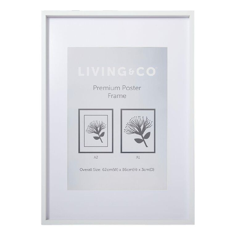 Living & Co Premium Poster Frame A1/A2 White A1