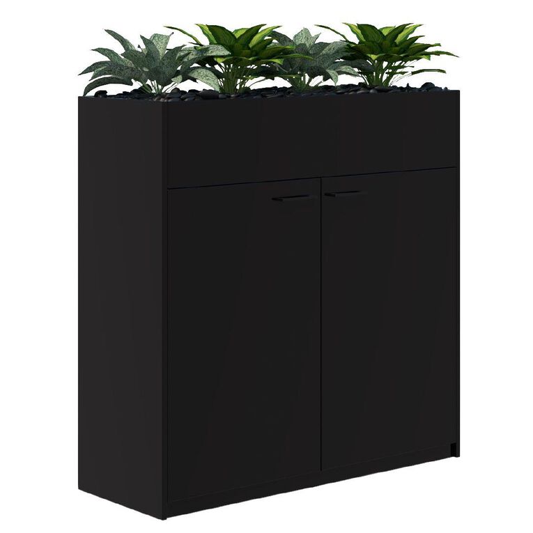 Rapid H Door STO Planter with Plants 1200 x 1200 Black