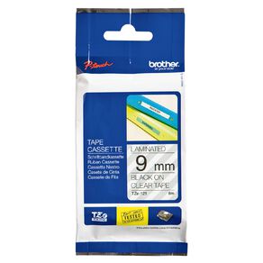 Brother Label Tape Tze121 9mm Black On Clear